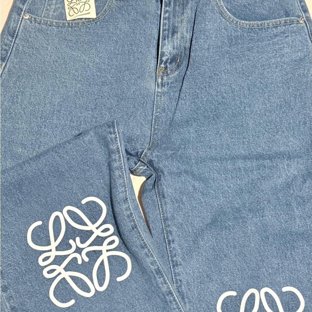 Loewe Blue Jeans with White Logo Detail